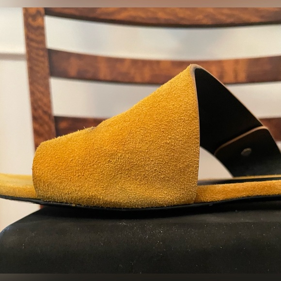 Phillip Lim Mustard Yellow Suede Flat Slide Sandals - Picture 8 of 10